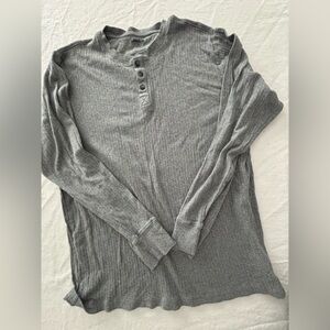 Lands End grey long sleeve Henley L/T